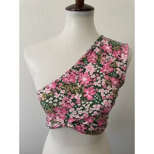 Aila Blue Swim Bikini Top Asymmetric Beach Summer Floral Azalea